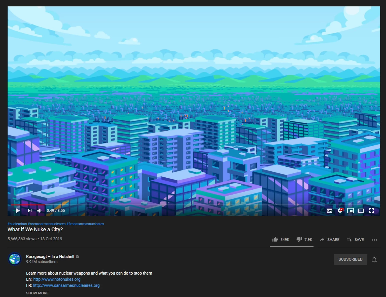 A Kurzgesagt video titled "What if We Nuke a City?"